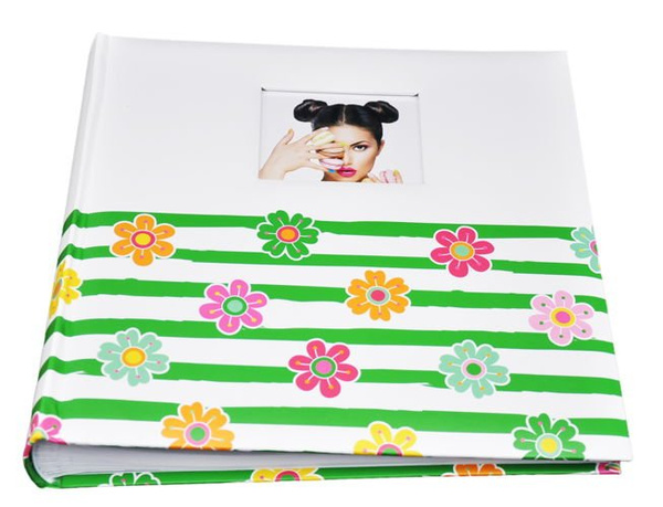 Album tradycyjny 50 kart - 5104 Shining Flowers - biało-zielony- Białe karty