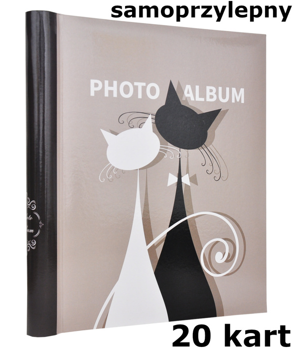 Album na zdjęcia samoprzylepny 20 kart 40 stron - BLACK&WHITE - zdjęcia pod folię - Czarno-białe kotki