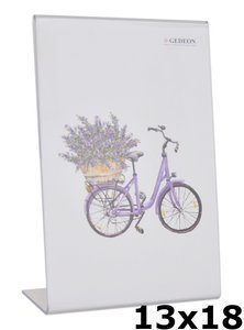 Ramka pleksi na zdjęcia/ulotkę/wizytówkę w formacie 13x18 cm do postawienia w pionie - przeźroczysta