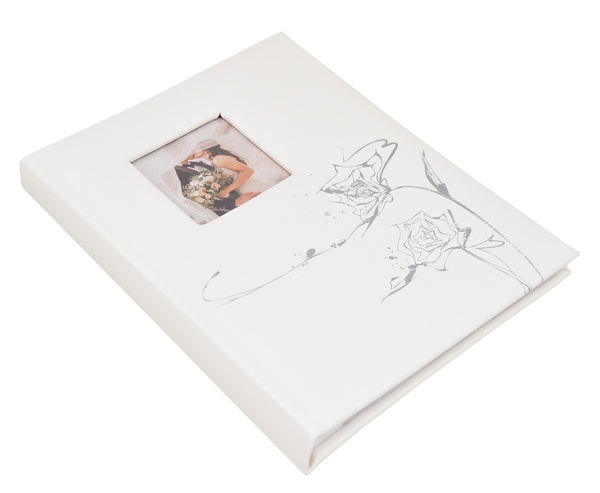 Album na zdjęcia w rozmiarze 15x21 cm - 50 zdjęć do wsuwania - MOMENT 05 - Ecru - srebrny nadruk