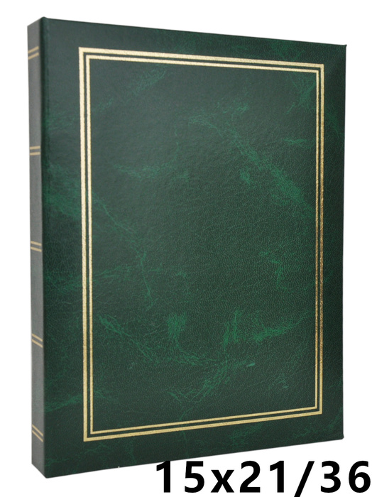 Album na 36 zdjęć w rozmiarze 15x21 cm do wsuwania 15x21/36 CLASSIC- zielony - złota ramka