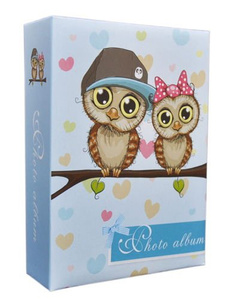 Album 10x15/100 OWL - klejony - sówki niebieski