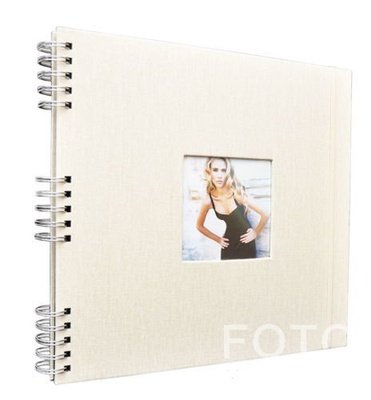 Album tradycyjny SP-761 CANVAS - Spirala - Kremowy - CZARNE KARTY