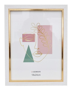 Ramka na zdjęcia w formacie 18x24 cm - kolor biały - WG18 drewnopodobna - naturalna - okleinowana