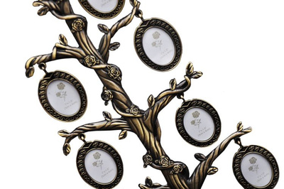 Ramka drzewko genealogiczne na 7 zdjęć FT10 metalowa złota