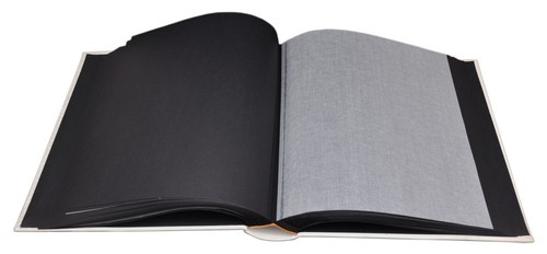Album na zdjęcia do wklejania tradycyjny DBCL50 - LINEN GREY - Szary - 50 kart 100 stron - CZARNE KARTY