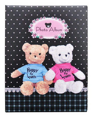 Album na 200 zdjęć do wsuwania - zdjęcia w rozmiarze 10x15 cm 10x15/200 BEARS - Czarny - miś misie