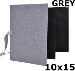 Album na zdjęcia harmonijka jamnik na 12 zdjęć w rozmiarze 10x15 cm -  LINEN GREY - Szary - materiał - płótno