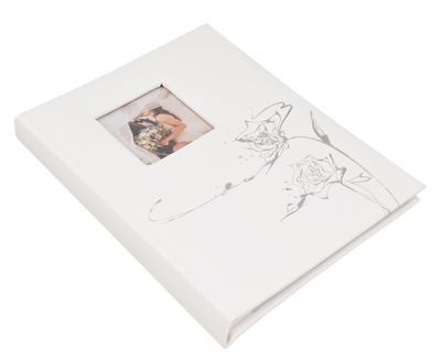 Album na zdjęcia w rozmiarze 15x21 cm - 50 zdjęć do wsuwania - MOMENT 05 - Ecru - srebrny nadruk
