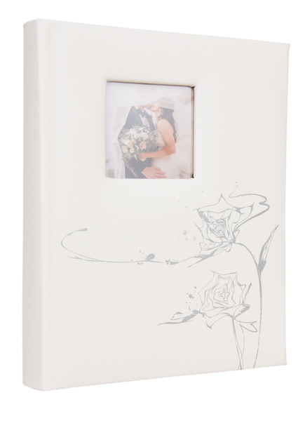 Album na zdjęcia w rozmiarze 15x21 cm - 50 zdjęć do wsuwania - MOMENT 05 - Ecru - srebrny nadruk