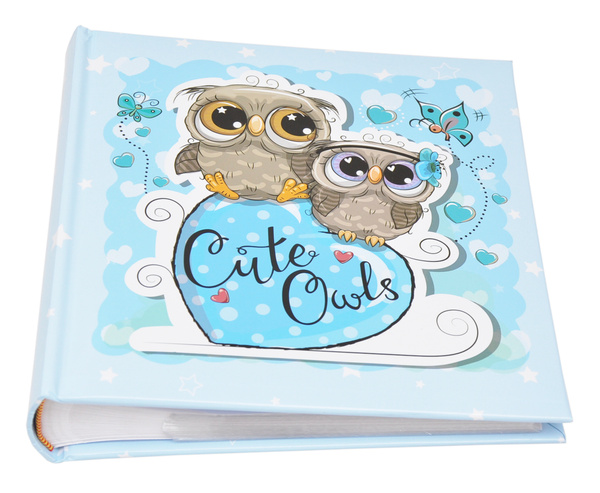 Album na zdjęcia do wsuwania zdjęcia w rozmiarze 10x15 cm - Album na 200 zdjęć - BABY 07 - Niebieski - Sówki