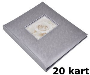 Album tradycyjny DBCS20 JUSTLOVE - 20 kart - Srebrny - Czarne karty - zdjęcia do wklejania