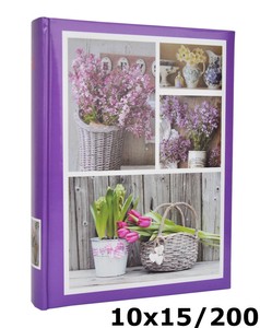 Album na zdjęcia w rozmiarze 10x15 cm - 200 zdjęć do wsuwania - FLORIDO - fioletowy - Kwiaty