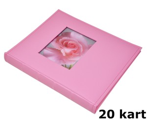 Album tradycyjny na zdjęcia do wklejania DBCS20 PINK - różowy - 20 kart - 40 stron - CZARNE KARTY - ekoskóra
